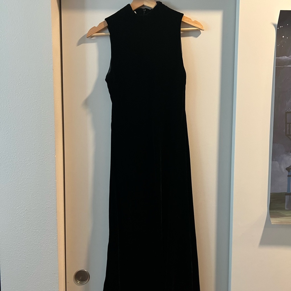 SILX by August Silk High Neck Velvet Floor Length Dress